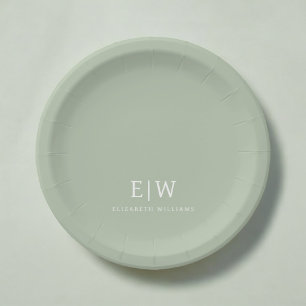 Elegant Professional Simple Monogram Minimalist Paper Plate