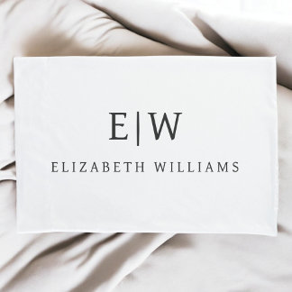 Elegant Professional Simple Monogram Minimalist Pillowcase