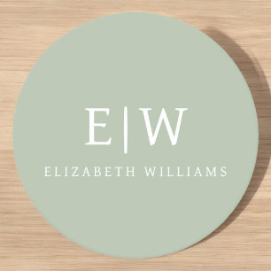 Elegant Professional Simple Monogram Minimalist Round Paper Coaster