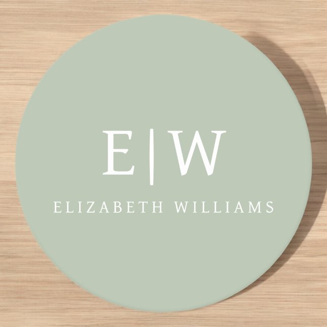 Elegant Professional Simple Monogram Minimalist Round Paper Coaster (Creator Uploaded)
