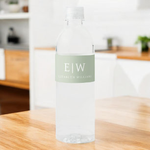 Elegant Professional Simple Monogram Minimalist Water Bottle Label