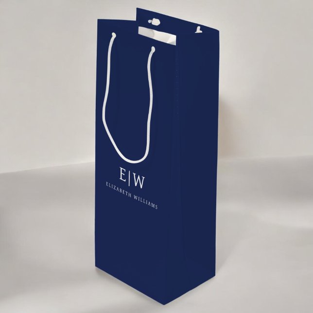 Elegant Professional Simple Monogram Minimalist Wine Gift Bag (Creator Uploaded)