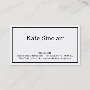 Elegant Professional Simple Plain Black & White Business Card