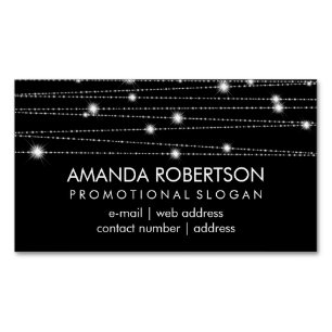 Elegant Professional Sparkling Lines Black Magnetic Business Card