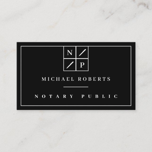 Elegant professional square insignia framed business card (Front)