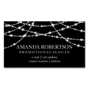 Elegant Professional String Lights Black Magnetic Business Card