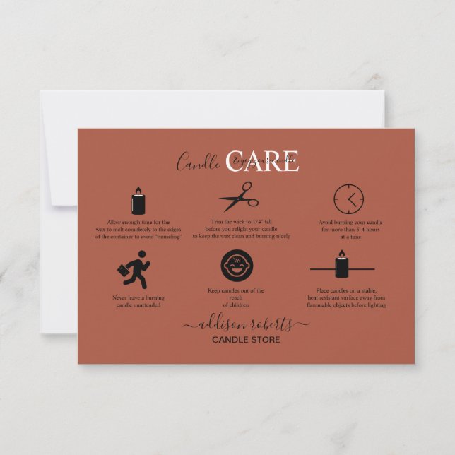 Elegant Professional Terracotta Candle Care  Thank You Card (Front)