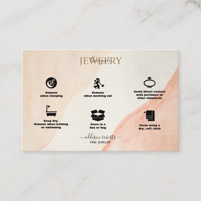 Elegant Professional Terracotta Jewellery Care  Bu Business Card (Front)