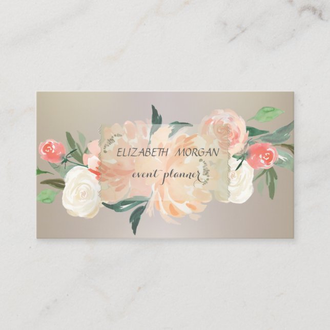 Elegant Professional Vintage ,Flowers Business Card (Front)