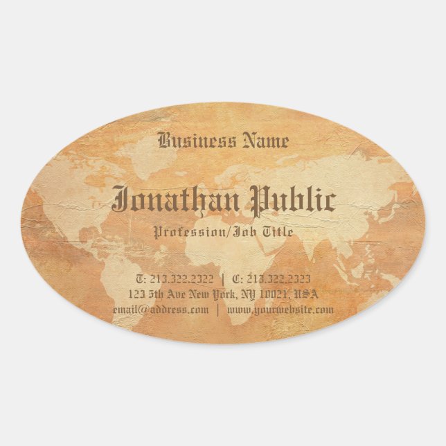 Elegant Professional Vintage Old Paper Look Oval Sticker (Front)