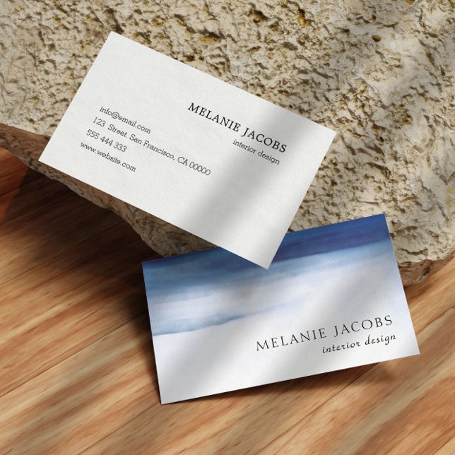 elegant professional watercolor blue business card (Creator Uploaded)