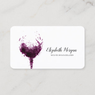 Elegant Professional Watercolor Wine Glass Business Card