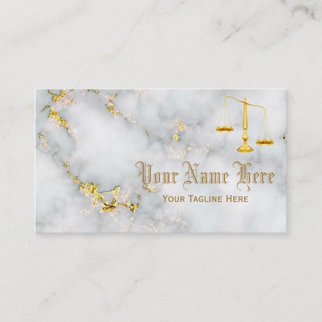 Elegant Professional White and Gold Marble Business Card (Front)