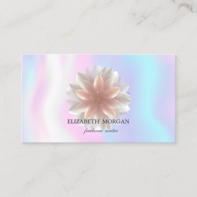 Elegant Professional White Lotus,Holographic  Business Card (Front)