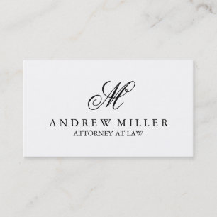 Elegant Professional White Monogram Business Card