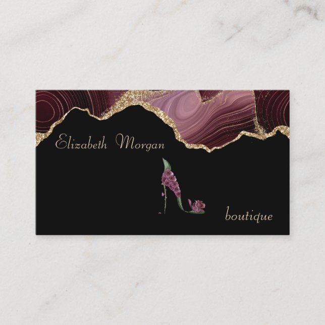 Elegant Proffesional High Heels Burgundy Agate Business Card (Front)