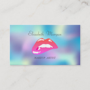 Elegant Proffesional Iridescent Holographic Lips Business Card