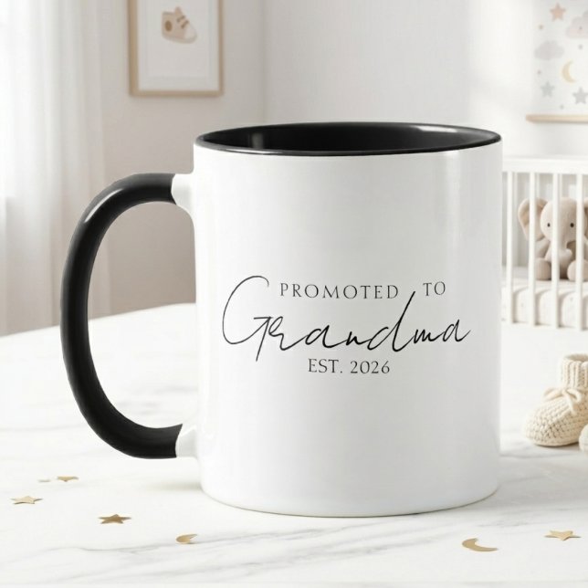 Elegant Promoted To Grandma EST Year Script Mug (Creator Uploaded)