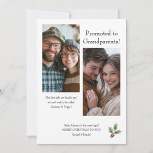 Elegant Promoted to Grandparents Christmas Photo Holiday Card