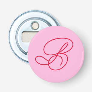 Elegant Promotional Logo Monogram Initial Pink Bottle Opener