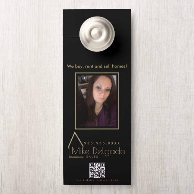 Elegant Property Manager Home Sales Broker QR Door Hanger (On Knob)