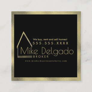 Elegant Property Manager Home Sales Broker Square Business Card