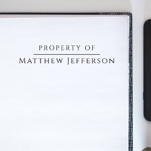 Elegant Property Of Custom Name Simple Book Rubber Stamp
