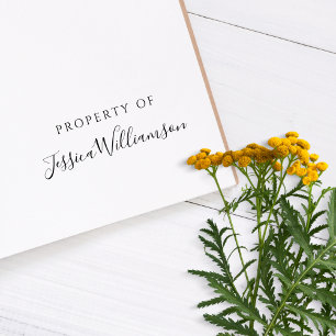 Elegant Property Of Script Name Library Book Rubber Stamp