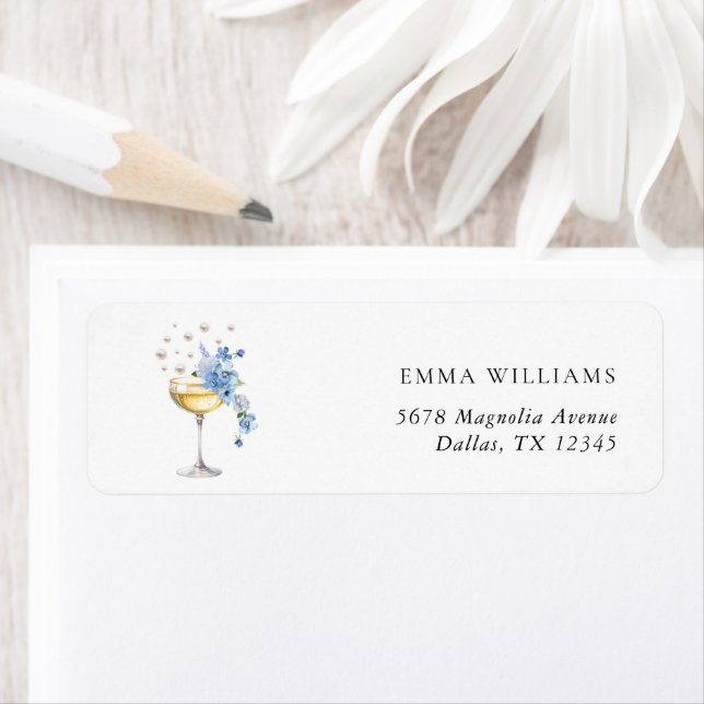 Elegant Prosecco Bridal Shower Return Address (Insitu)