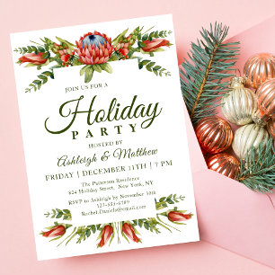 Elegant Protea Floral Holiday Party Invitation