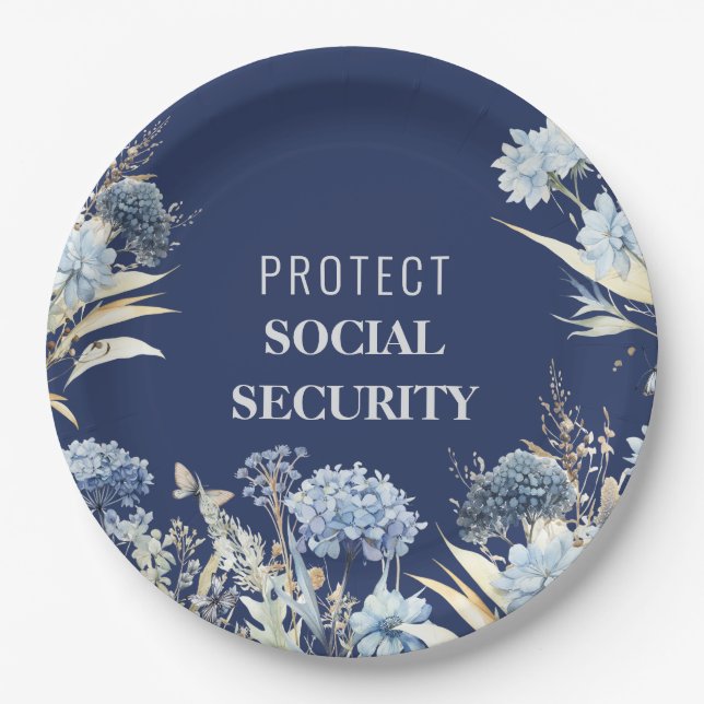 Elegant Protect Social Security Anti Trump Paper Plate (Front)