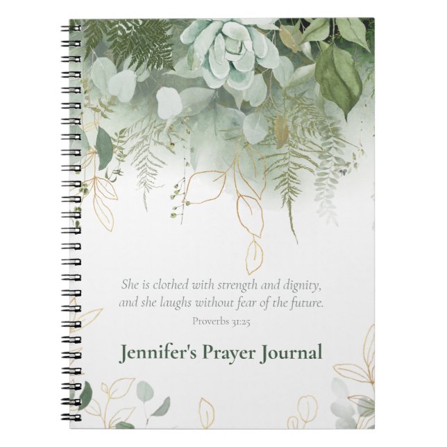 Elegant Proverbs 31:25 Personalised Prayer Journal (Front)