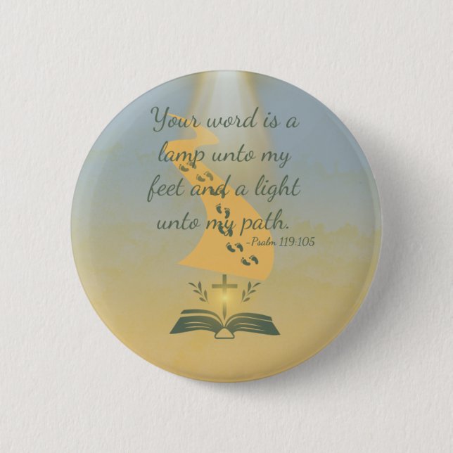 Elegant Psalm 119:105 Watercolor 6 Cm Round Badge (Front)