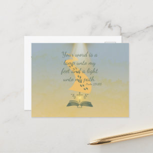 Elegant Psalm 119:105 Watercolor Postcard