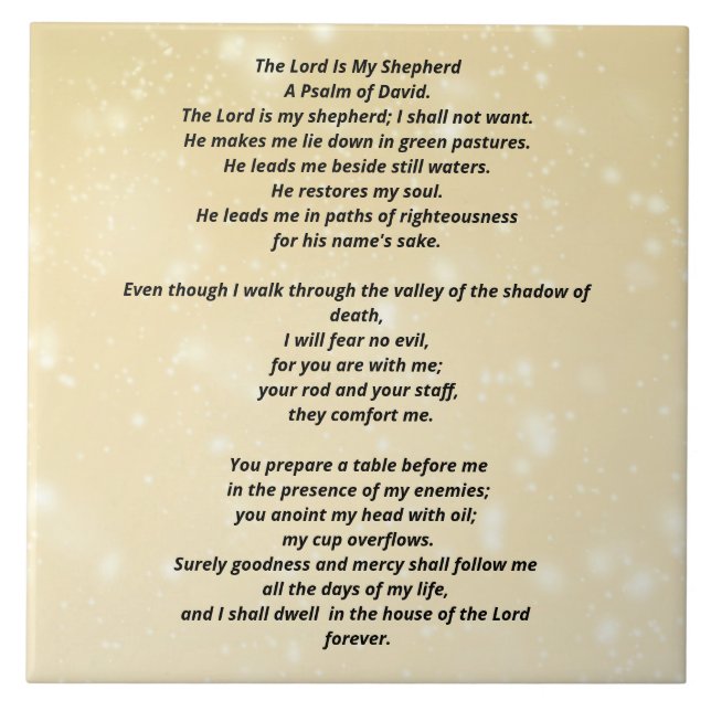 Elegant Psalm 23 Christian Scripture Design Tile (Front)