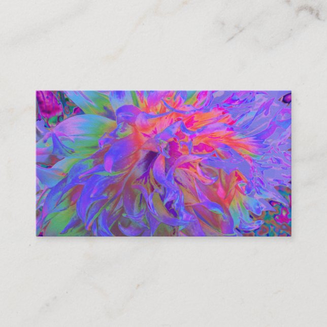 Elegant Psychedelic Decorative Dahlia Flower Business Card (Front)