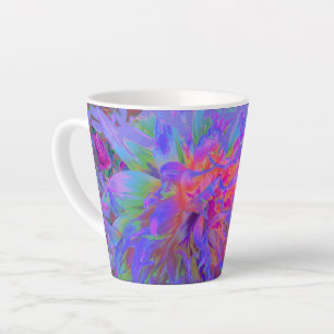 Elegant Psychedelic Decorative Dahlia Flower Latte Mug