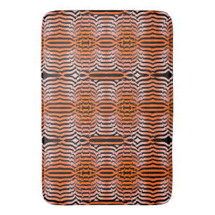 Elegant Psychedelic Orange Black Tiger Skin Print Bath Mat