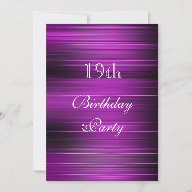 Elegant Psychedelic Purple 19th Birthday Invitation (Front)