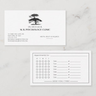 Elegant Psychologist Therapist Counseling Tree Log Appointment Card