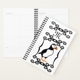 Elegant Puffin in a French Iron Frame Monogram Planner