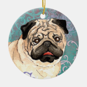 Elegant Pug Ceramic Tree Decoration