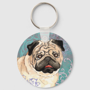 Elegant Pug Key Ring