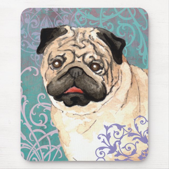 Elegant Pug Mouse Mat (Front)