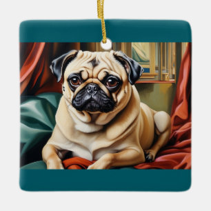 "Elegant Pug Portrait Ornament