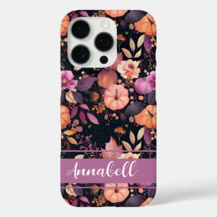 Elegant Pumpkin and flowers fall pattern iPhone 16 Pro Case