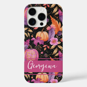 Elegant Pumpkin and flowers fall pattern iPhone 16 Pro Case