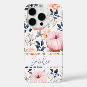 Elegant Pumpkin and flowers fall pattern iPhone 16 Pro Case