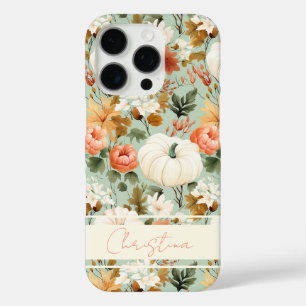 Elegant Pumpkin and flowers fall pattern iPhone 16 Pro Case