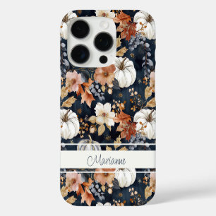 Elegant Pumpkin and flowers fall pattern iPhone 16 Pro Case